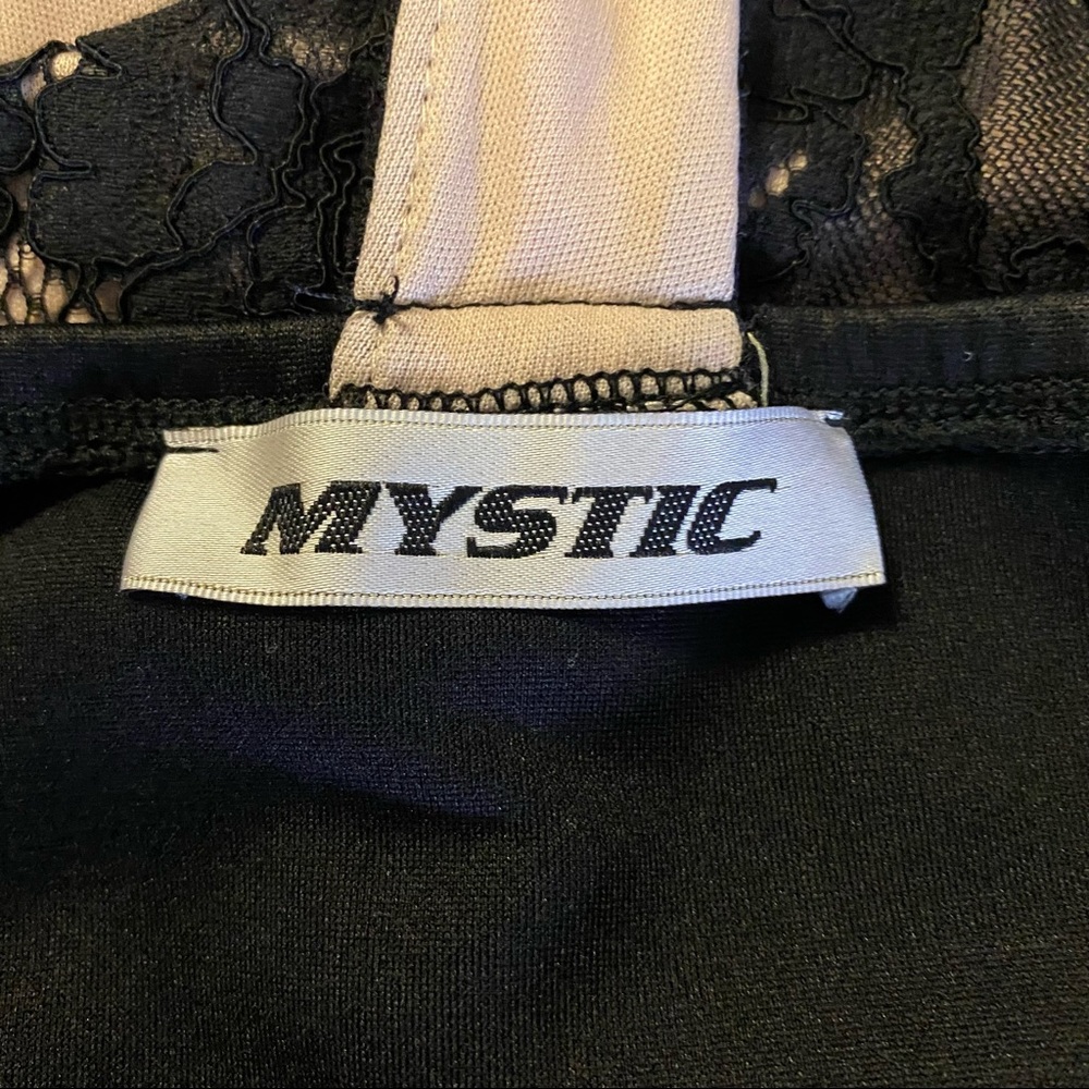 SOLD! Mystic Front Slit and Lace Black Dress - Picture 4 of 4